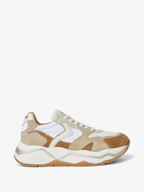 Voile Blanche suede-panelled mesh sneakers