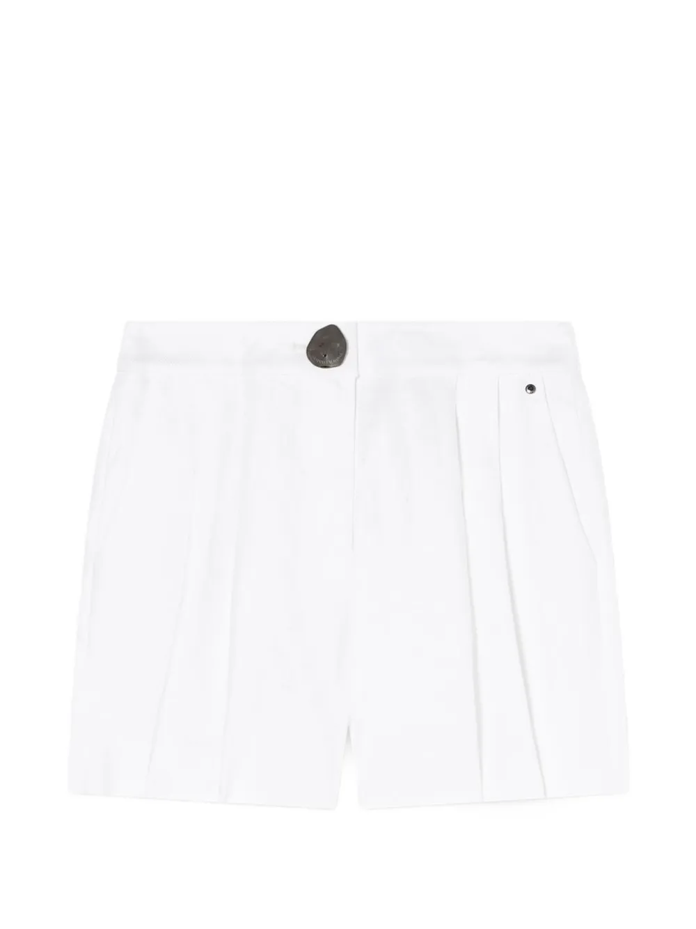 Armani Exchange pleated button-fastening linen shorts - White