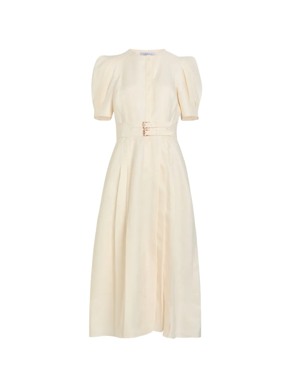 Gabriela Hearst belted puff-sleeve midi dress - Toni neutri