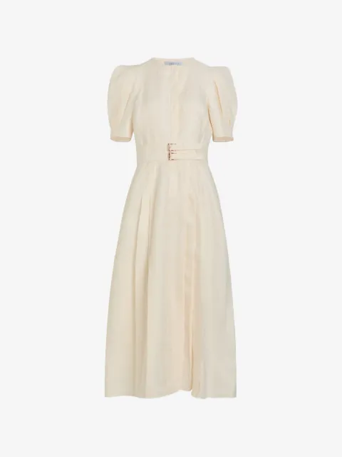 Gabriela Hearst belted puff-sleeve midi dress