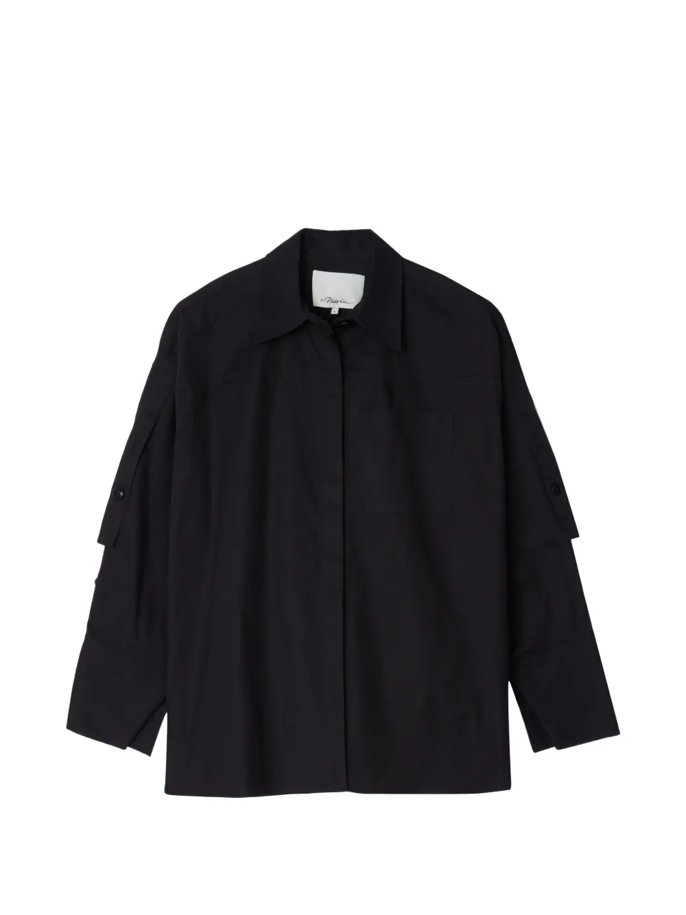 3.1 Phillip Lim convertible-sleeve drop-back cotton shirt - Blu