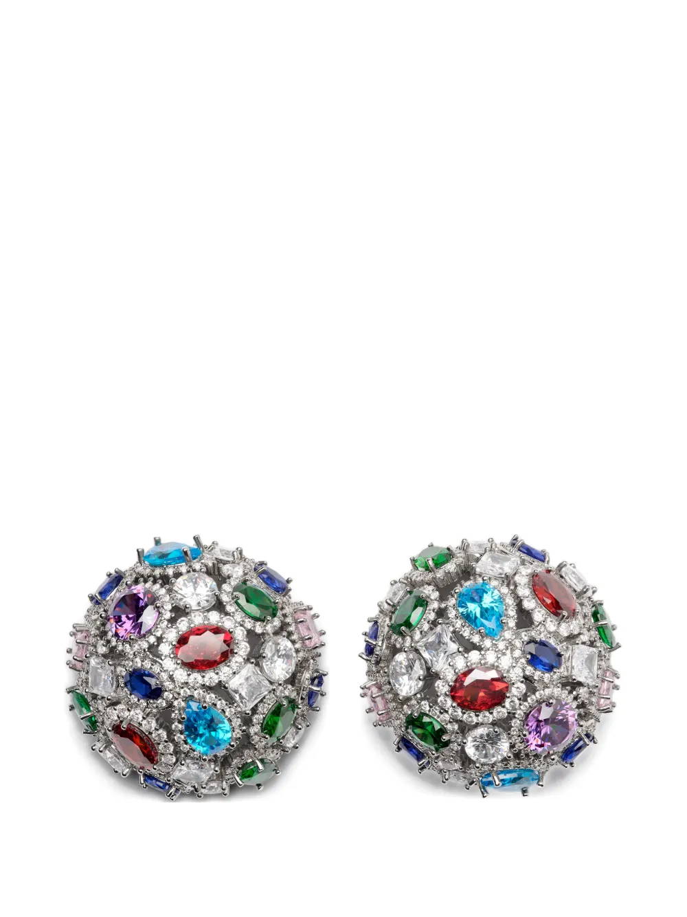 Maison Margiela Cluster Show crystal-embellished dome earrings - Argento