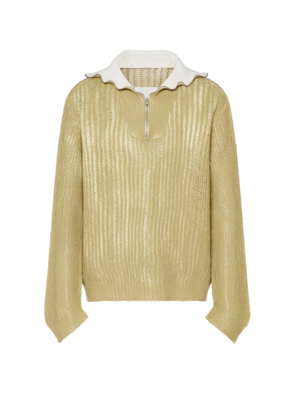 Maison Margiela ribbed-knit half-zip sweatshirt - Toni neutri