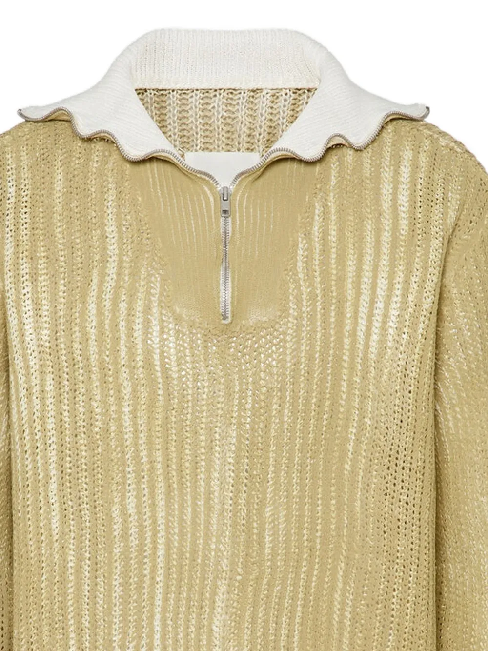 Maison Margiela Ribgebreide sweater met halve rits Beige