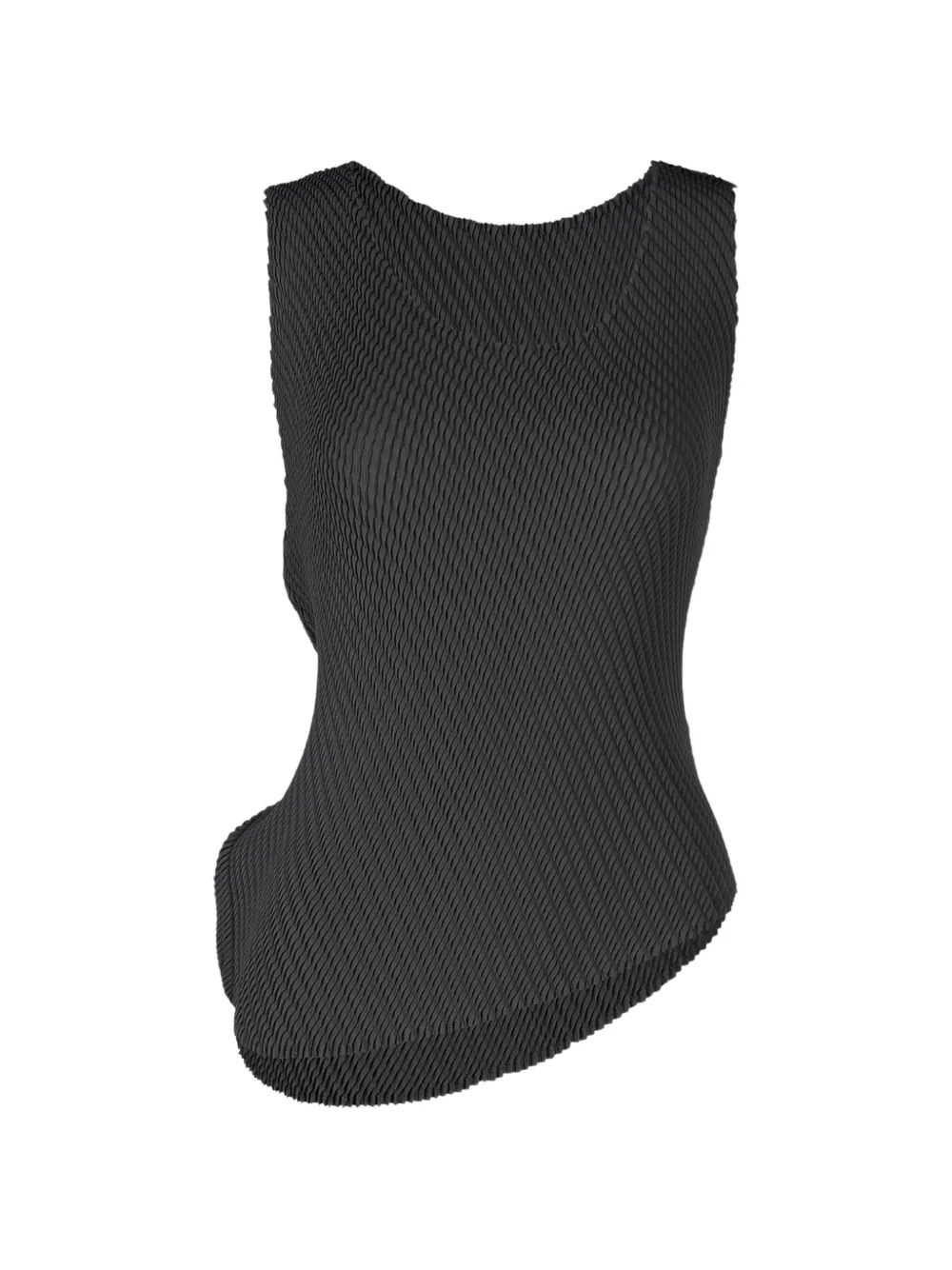 Issey Miyake pleated asymmetric top - Nero