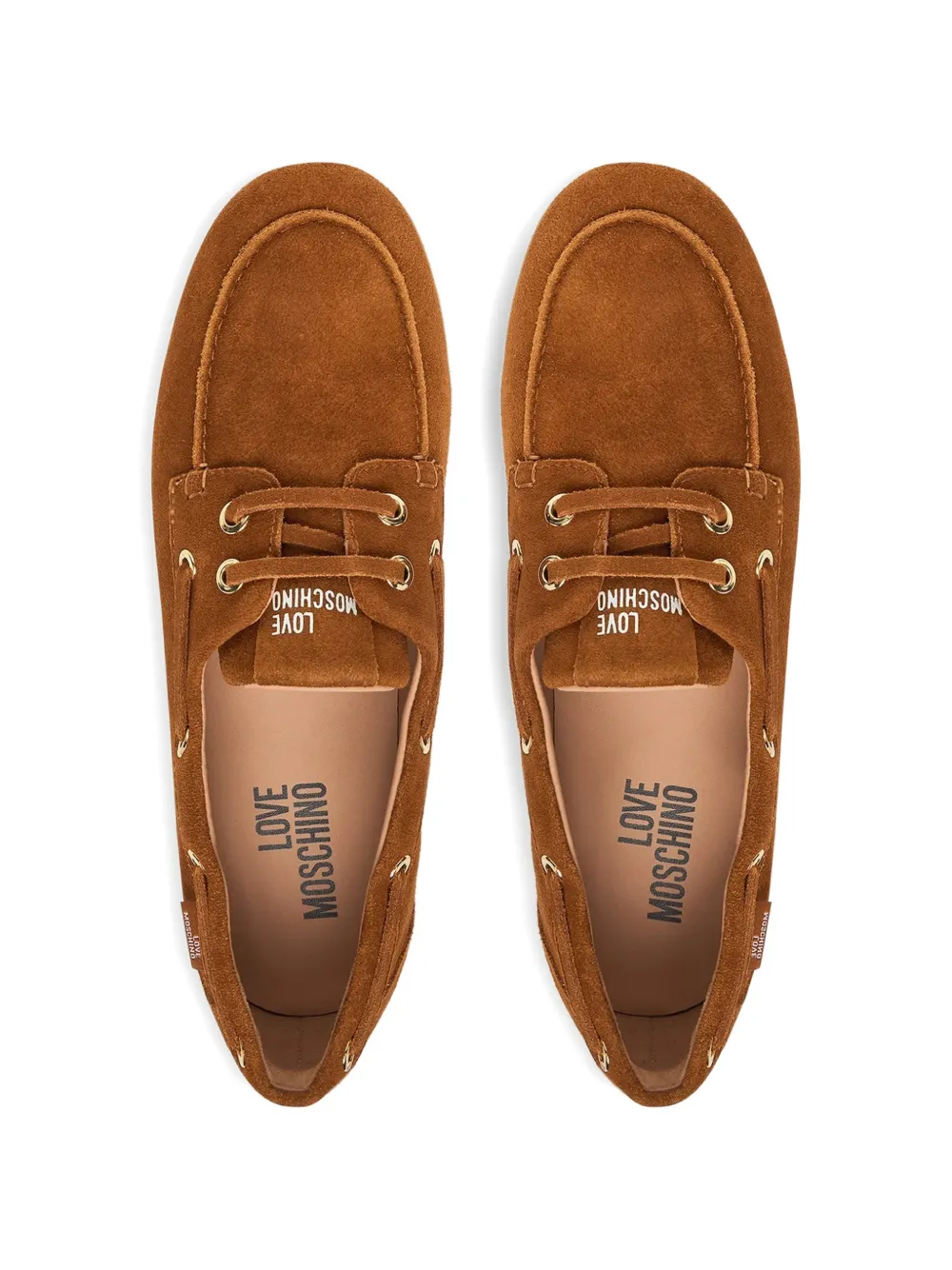 Love Moschino faux lace-up detail loafers Bruin