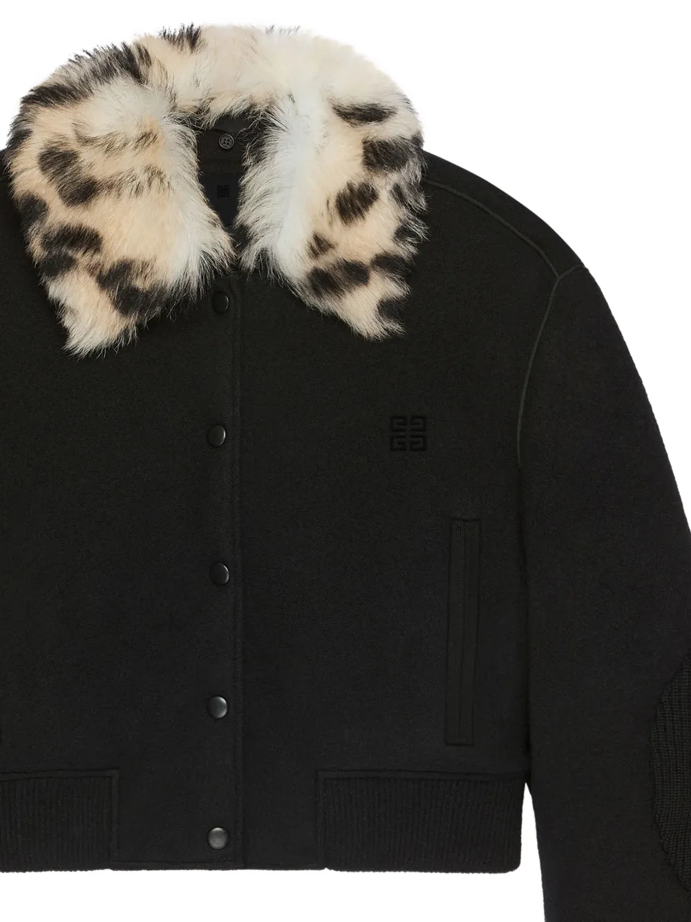 Givenchy Cropped wollend bomberjack met luipaard-print Zwart