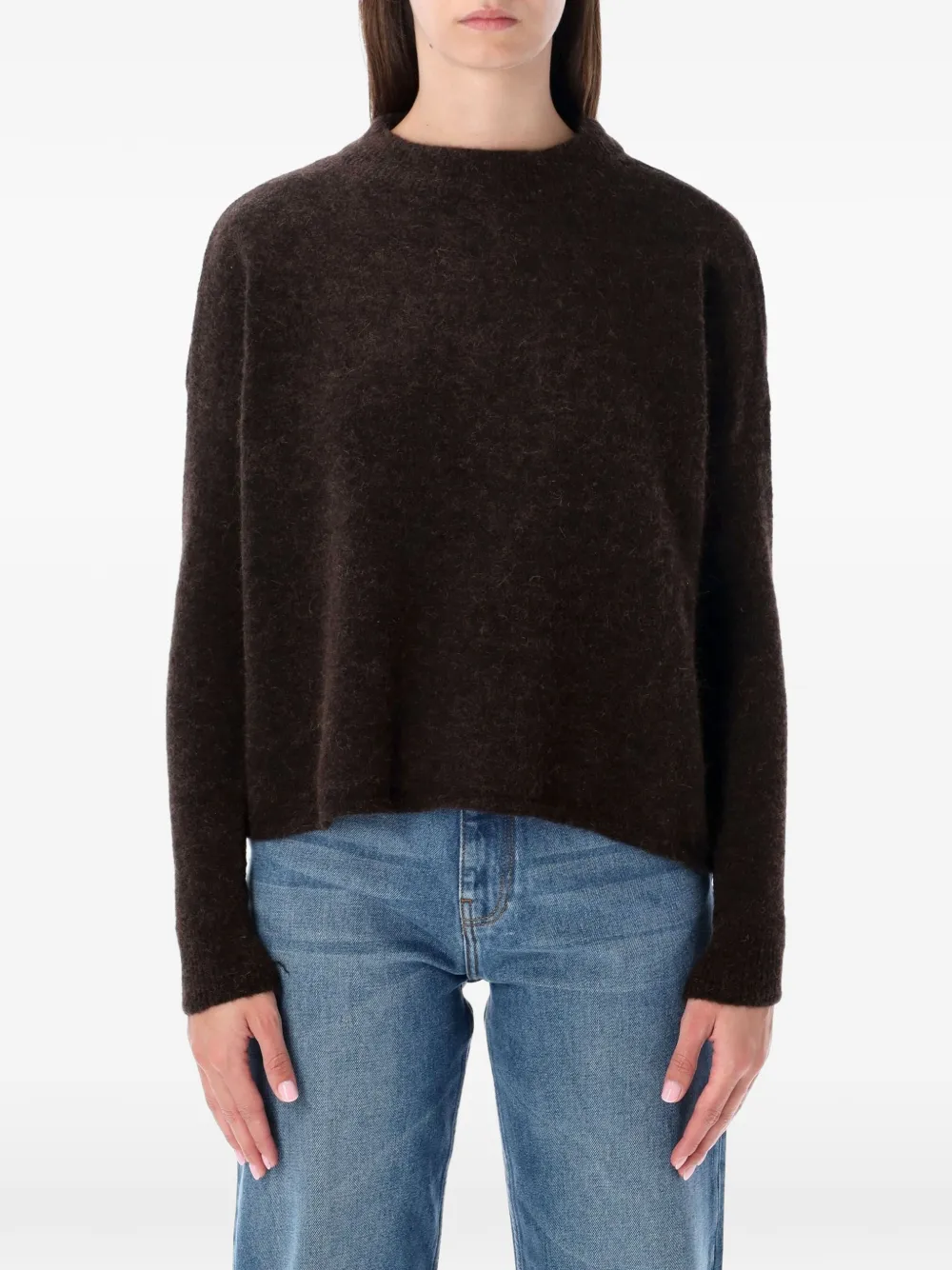 Sessùn brushed crew-neck sweater - Braun
