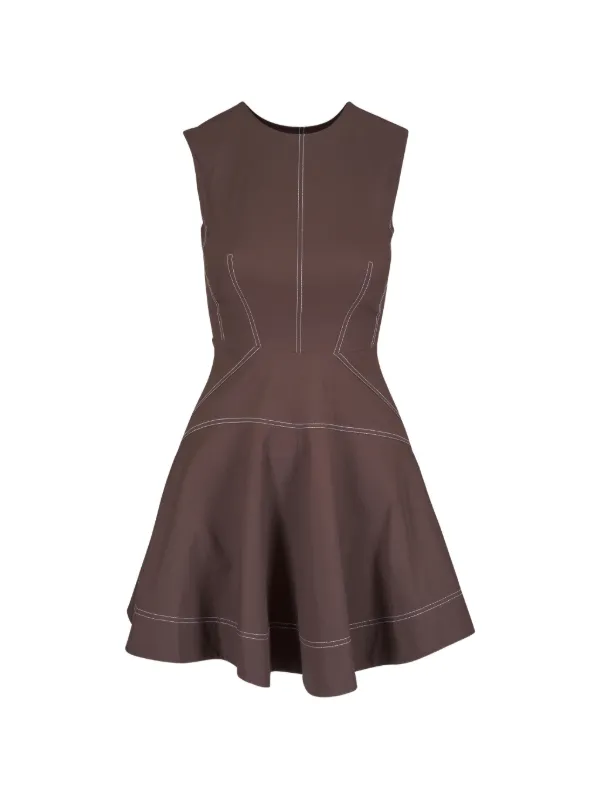 veronica beard brown dress Veronica Beard Irma Stretch-Silk Midi Dress | Walnut Multi