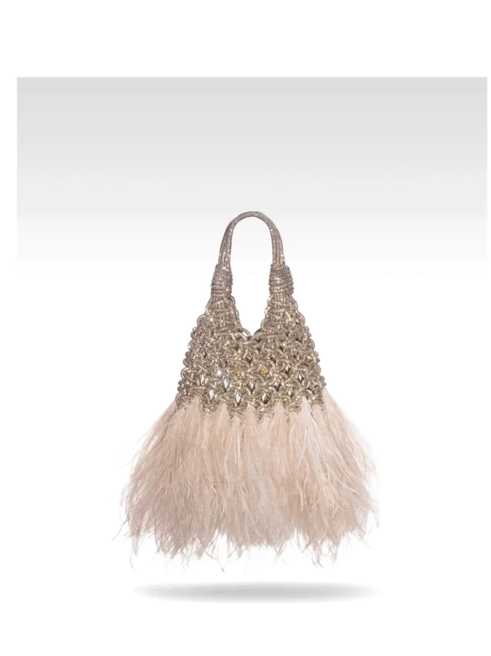 Hibourama Vannifique Plumes crystal-embellished feather-trim tote bag - Oro