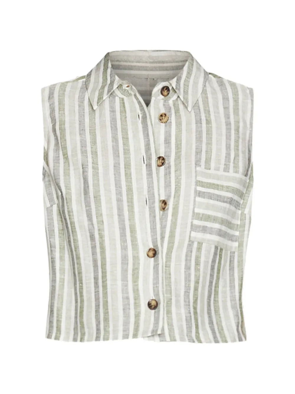 HEVRON Katja stripe-pattern cropped shirt - Verde