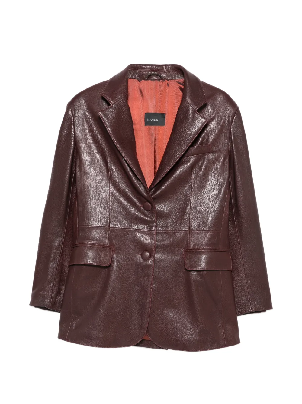 Manokhi leather single-breasted jacket - Rosso