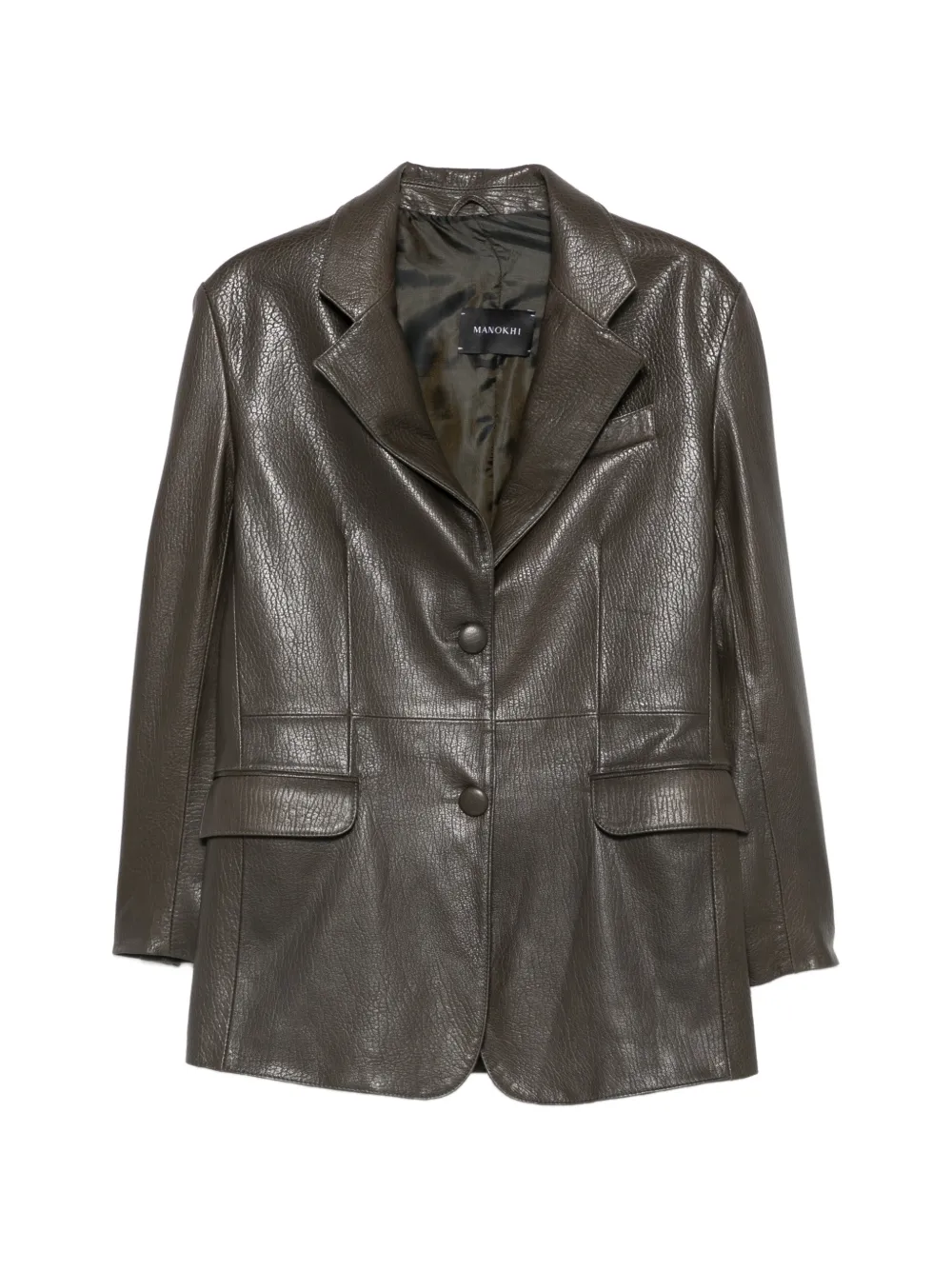 Manokhi textured-finish leather jacket - Verde