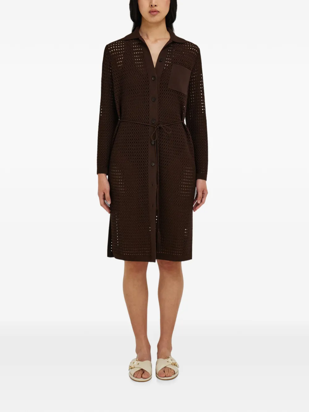 Ferragamo Gebreide blousejurk Bruin