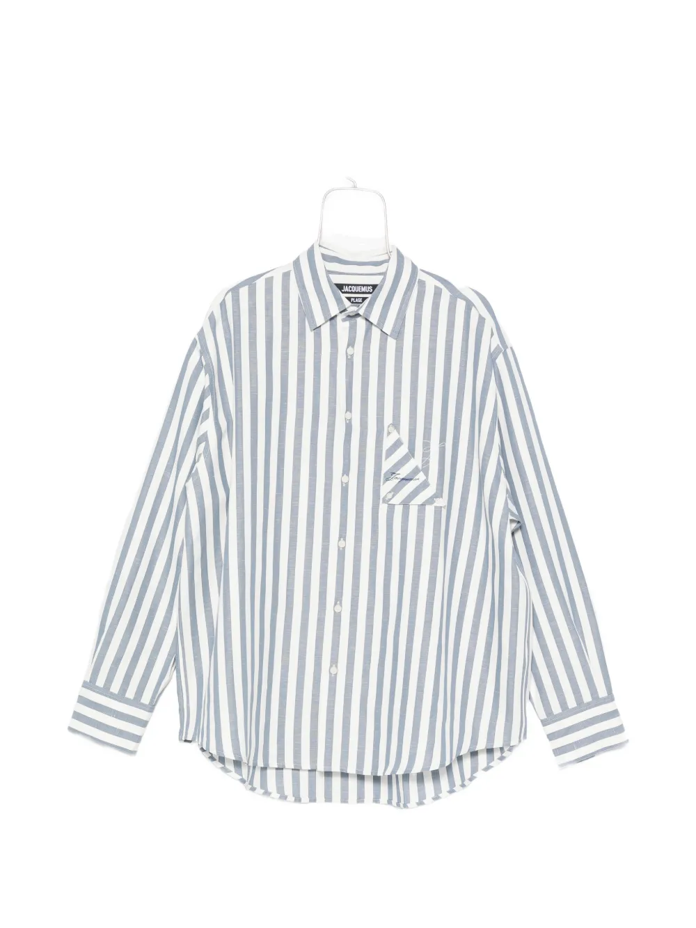 Jacquemus La Chemise Voilier vertical-stripe logo-embroidered shirt - Blue