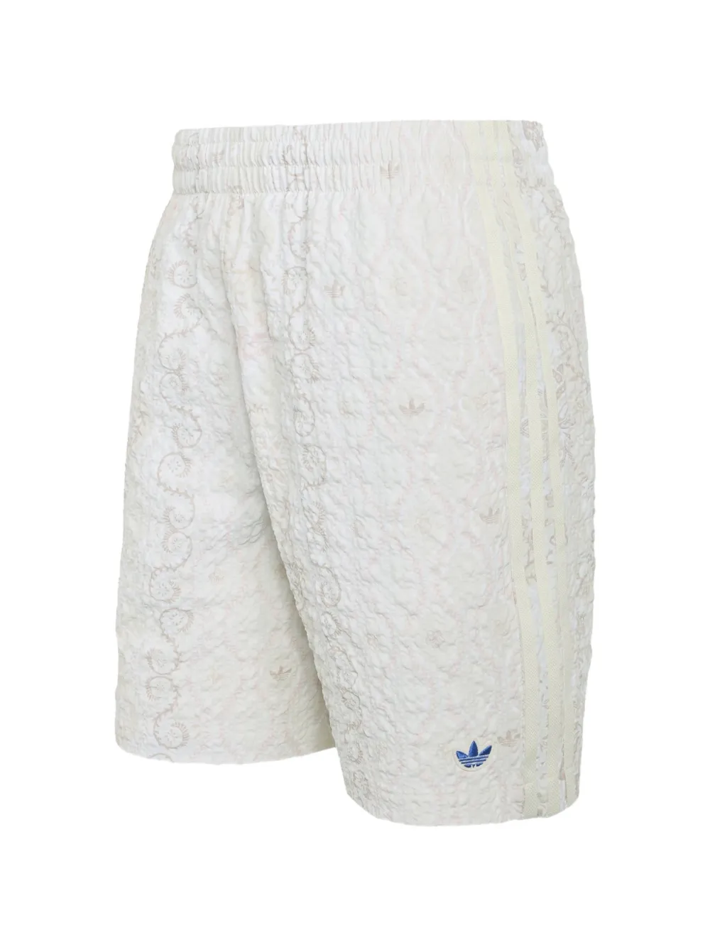 adidas floral-print seersucker track shorts - Nude