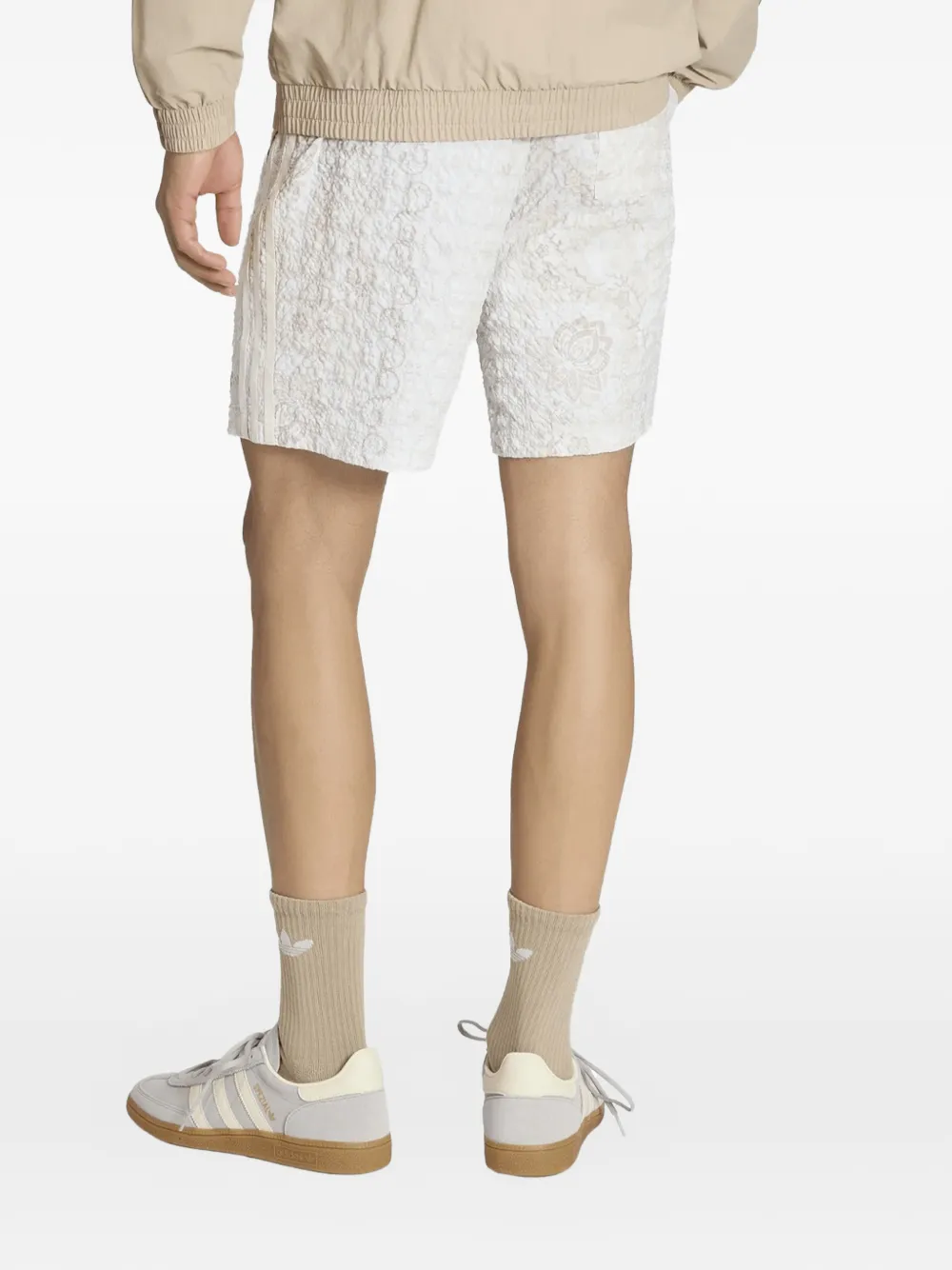 adidas floral-print seersucker track shorts Beige