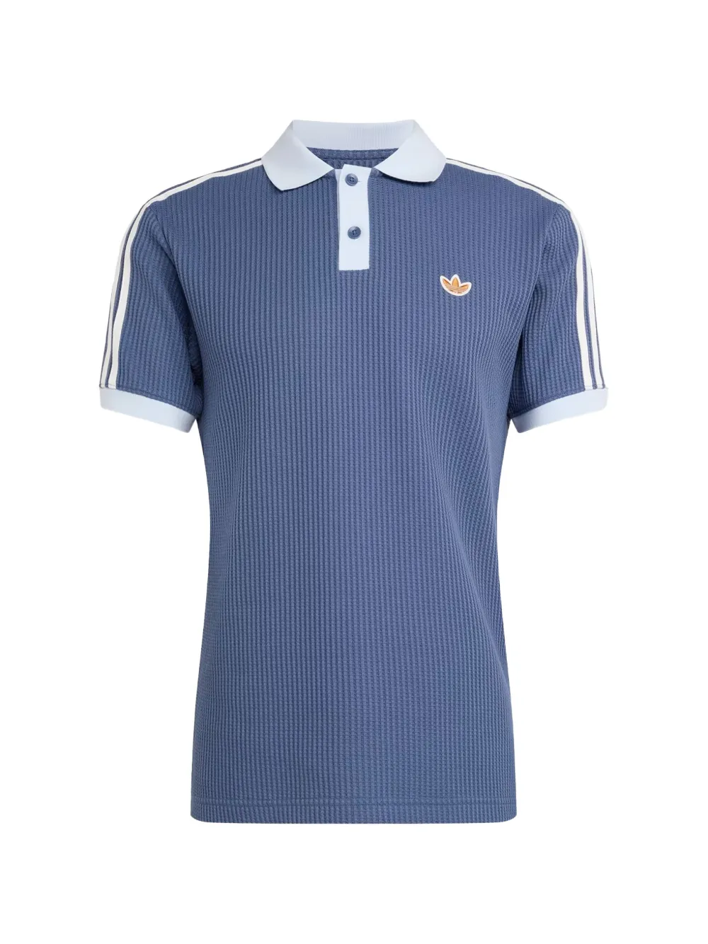 adidas waffle-knit logo-patch polo shirt - Blu