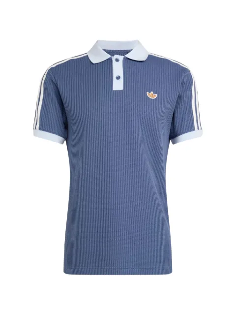 adidas waffle-knit logo-patch polo shirt