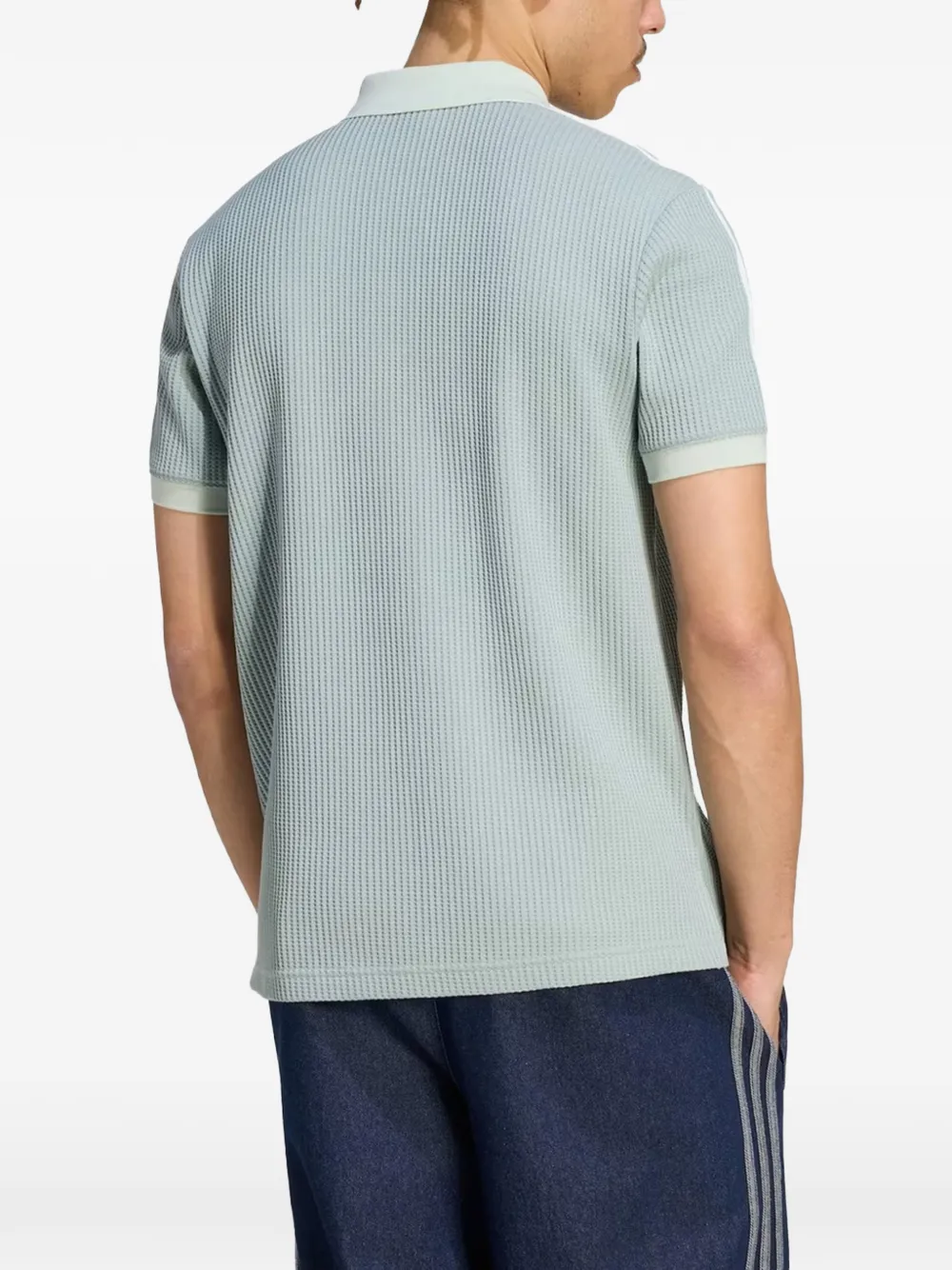 adidas waffle-knit logo-patch polo shirt Blauw
