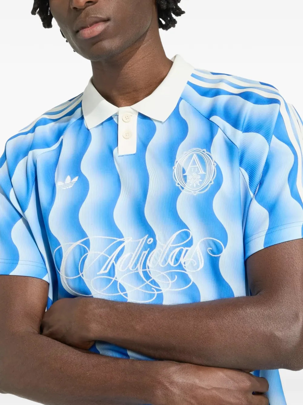 adidas Poloshirt met golvende print Blauw
