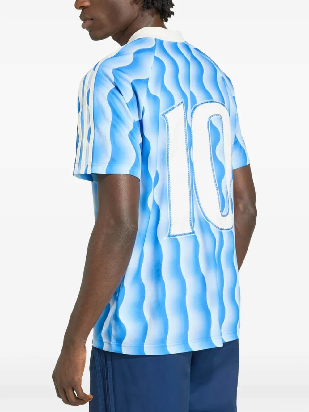 adidas Poloshirt met golvende print Blauw