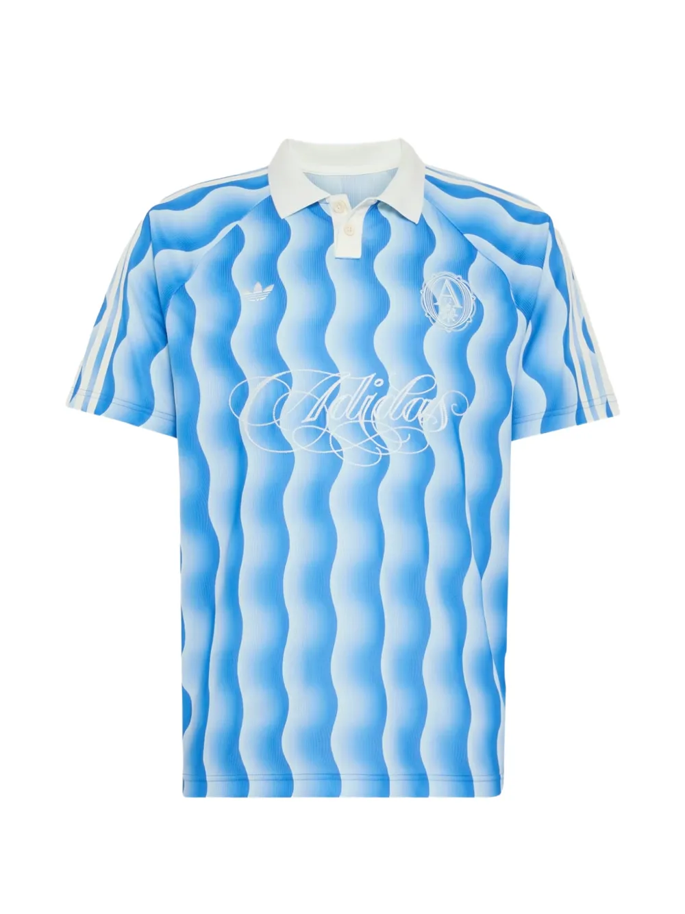 adidas wave-print polo shirt - Blau