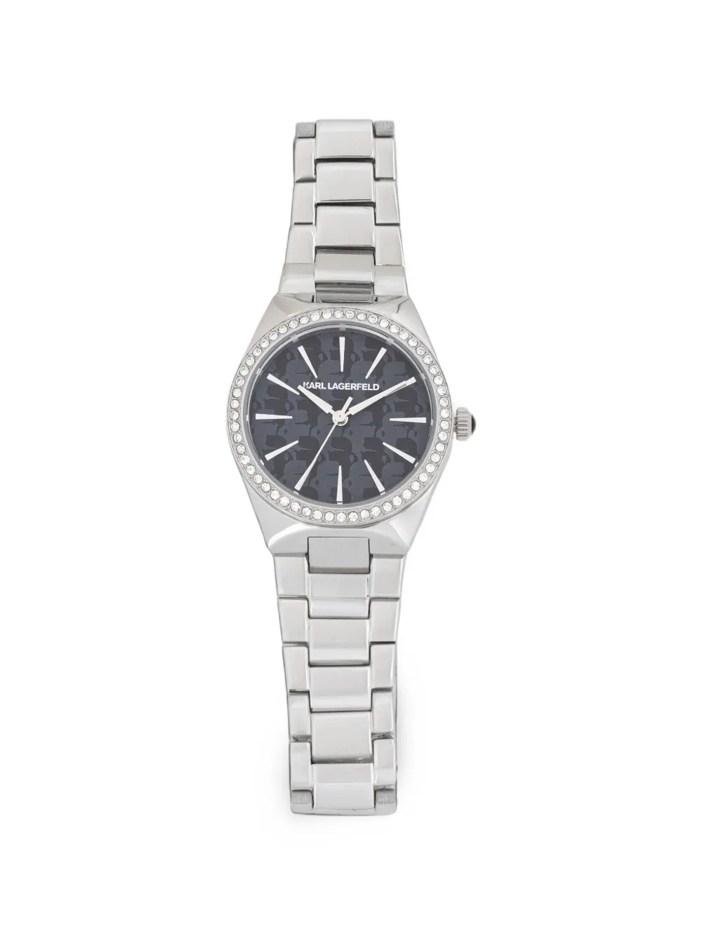 Karl Lagerfeld crystal-embellished monogram-dial 30mm watch - Schwarz