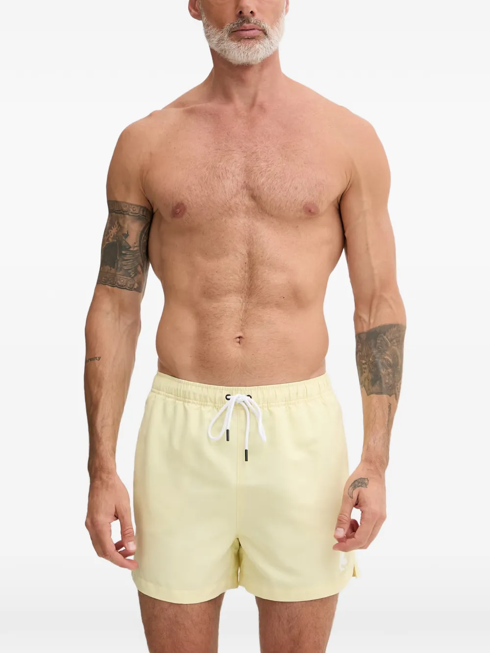Karl Lagerfeld logo-print drawstring swim shorts - Nude