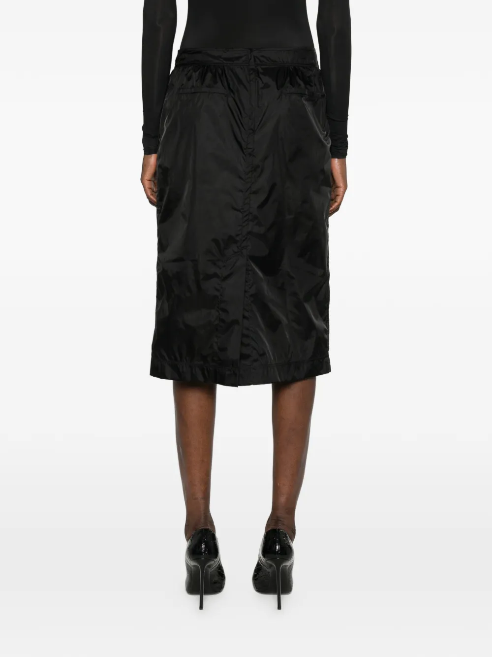 Saint Laurent Midi-rok met ruches Zwart