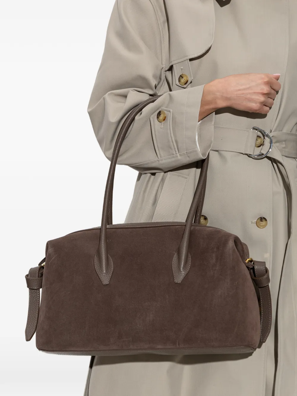 Yuzefi Brioche shopper met suède afwerking Bruin