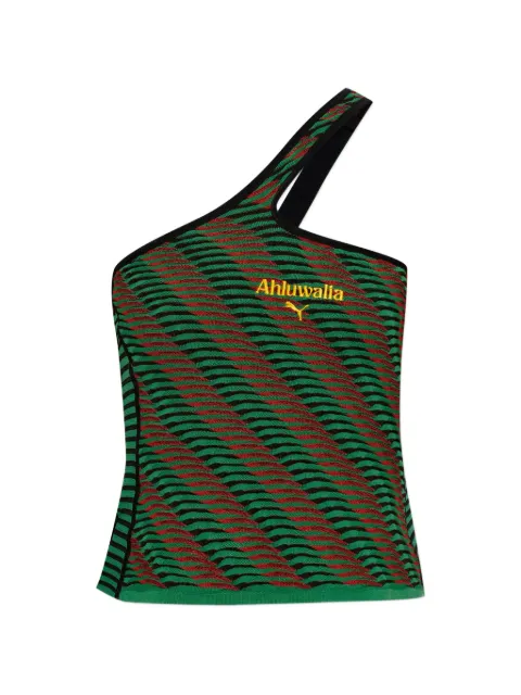 PUMA x Ahluwalia one-shoulder logo-embroidered top
