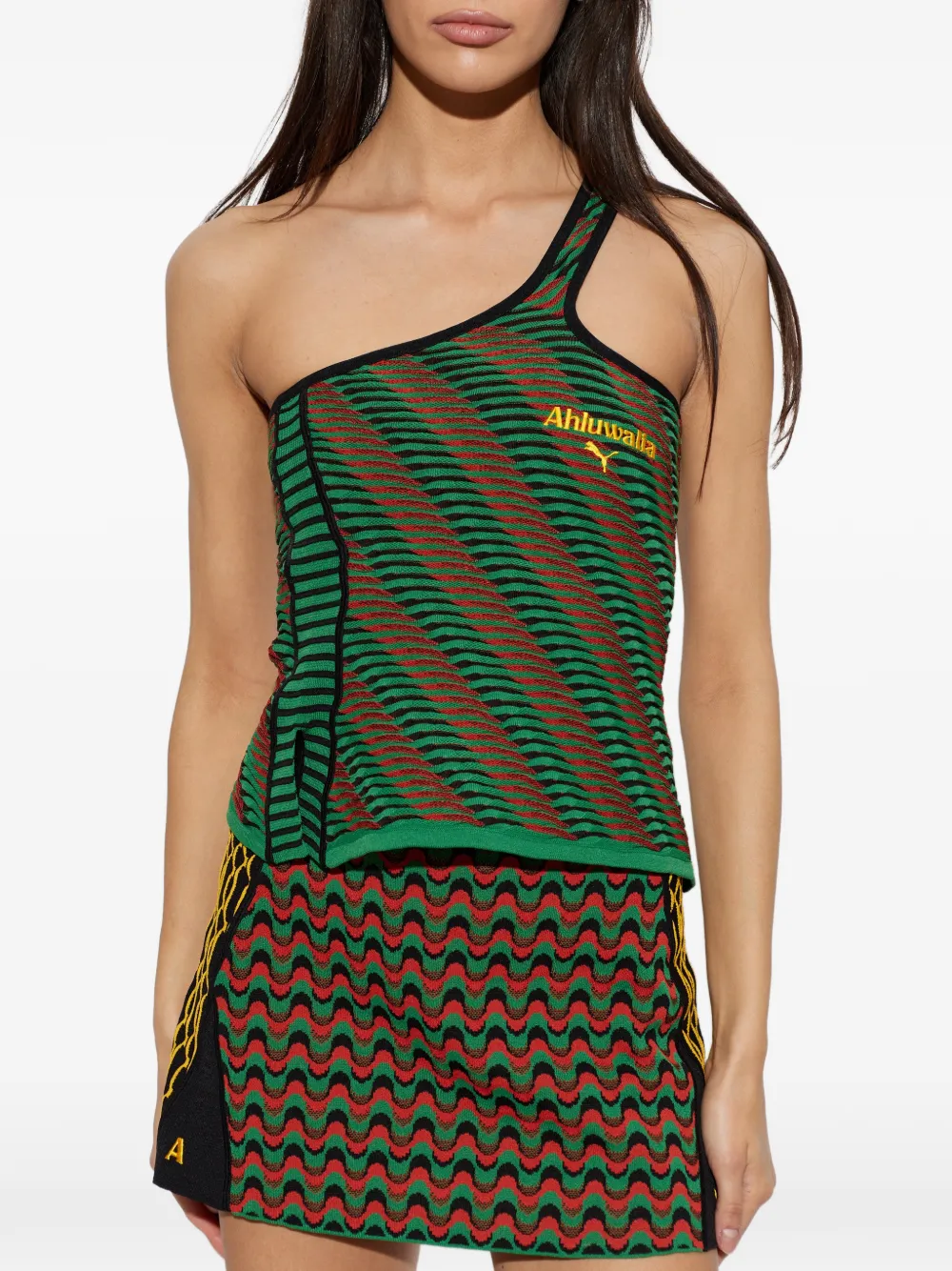 PUMA x Ahluwalia asymmetrische top met geborduurd logo Groen