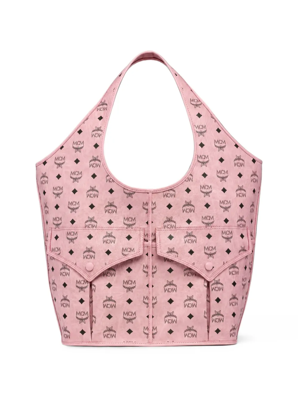 MCM Shopper met Visetos-print en zakdetail Roze