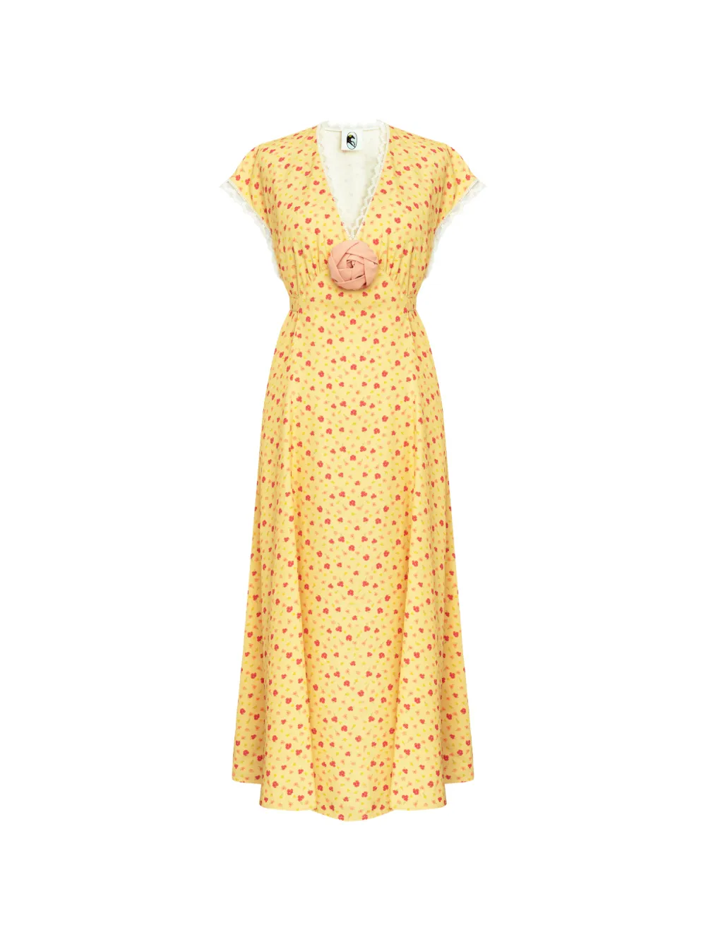 Sleeper Genus floral-print lace-trim midi dress - Gelb