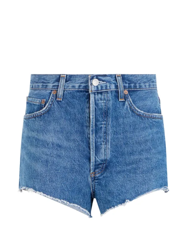 Agolde Ridley Frayed-edge Denim Shorts in Blue
