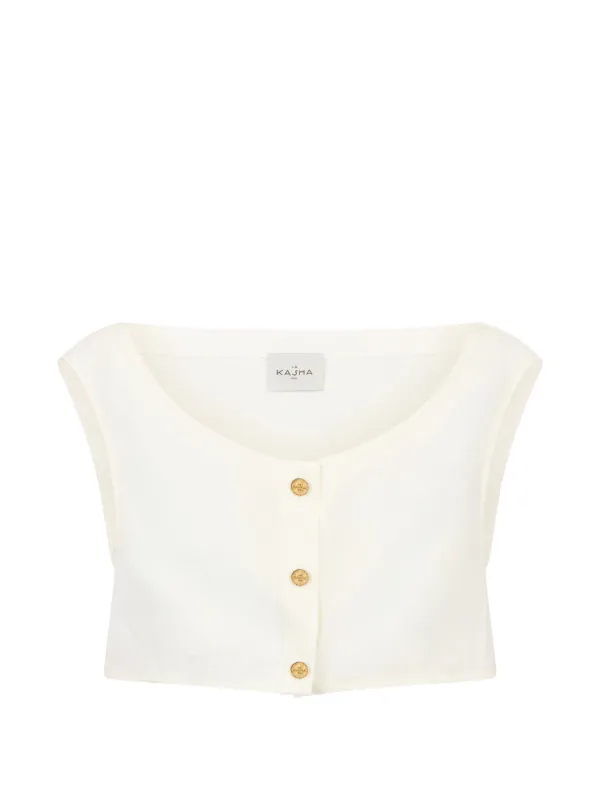 Le Kasha Tamra Button-up Blouse in White