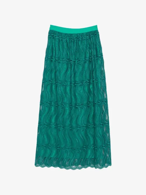 Raquel Diniz Sabi lace-overlay scalloped-edge midi skirt