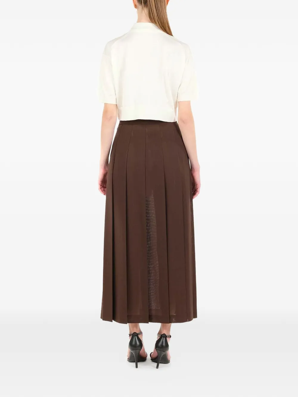 Auralee Silk Cropped Polo Shirt in Neutrals, view 4