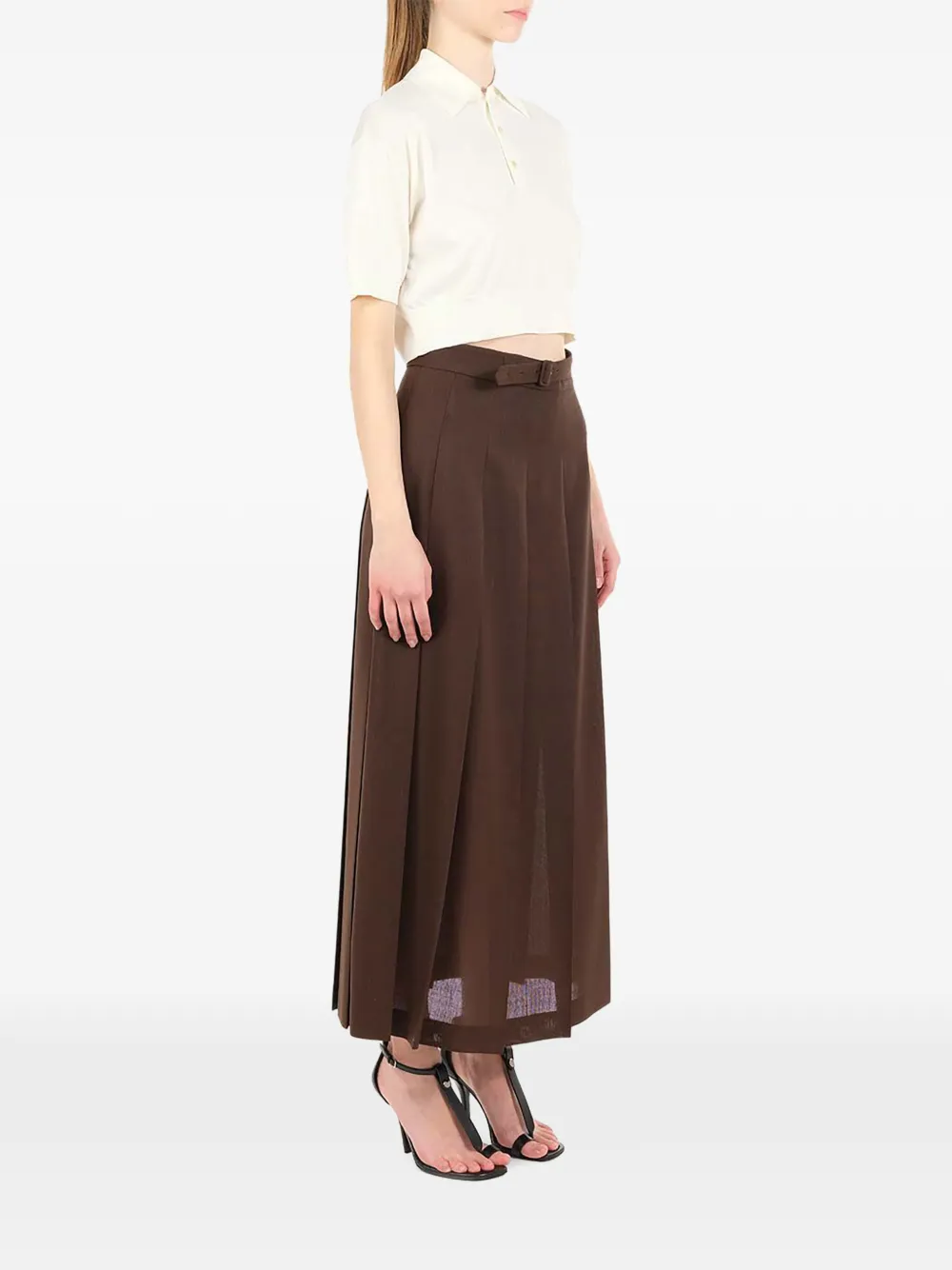 Auralee Silk Cropped Polo Shirt in Neutrals, view 3