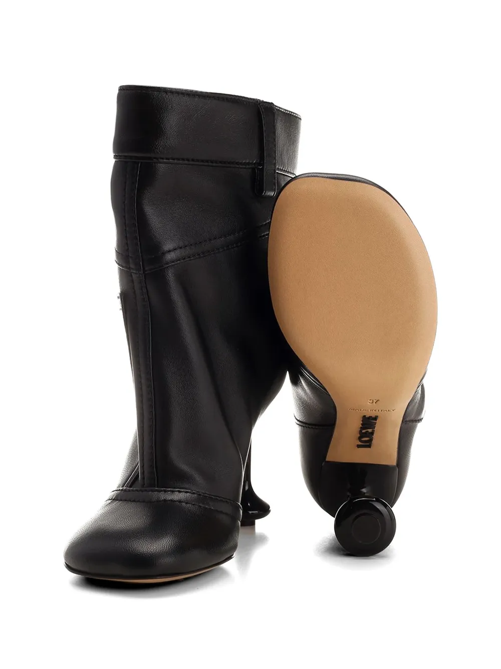 LOEWE Toy petal-toe leather ankle boots Zwart