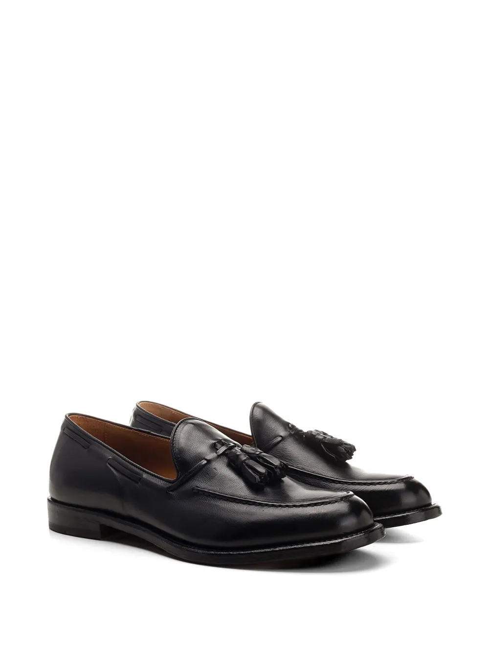 corvari tassel-detail leather boat shoes Zwart