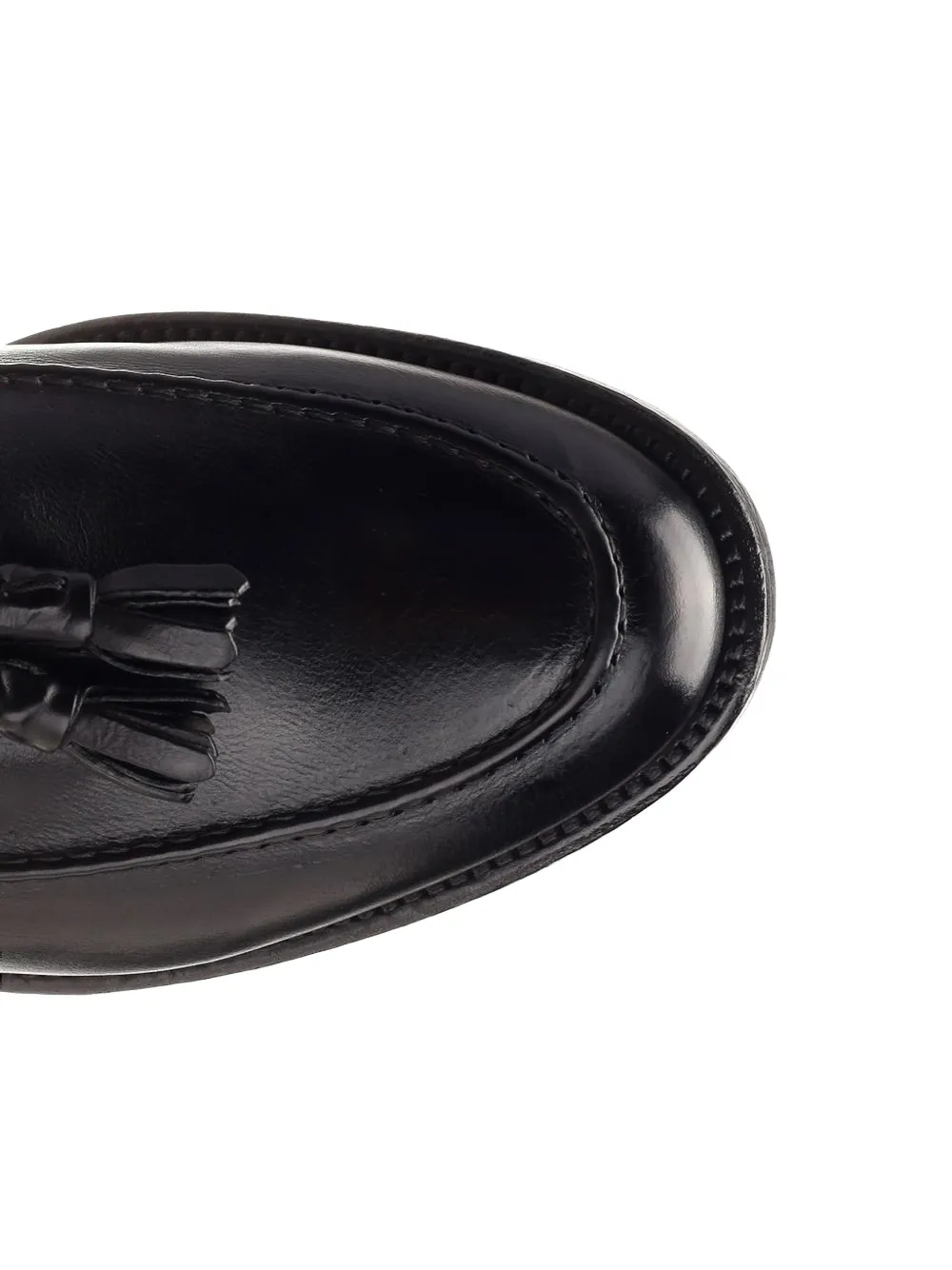 corvari tassel-detail leather boat shoes Zwart