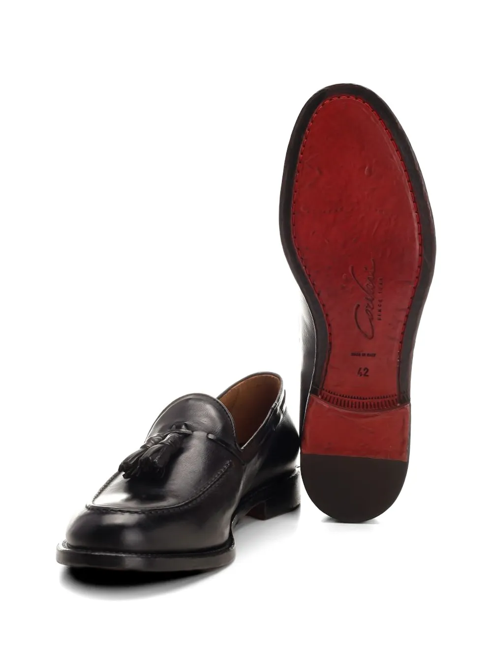 corvari tassel-detail leather boat shoes Zwart