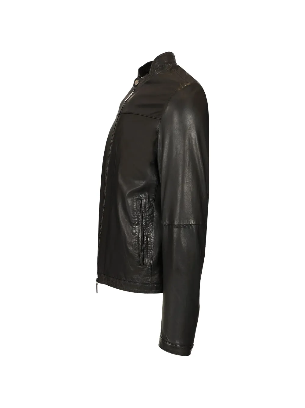 Al Duca D Aosta 1902 Nappa leren bikerjack Zwart