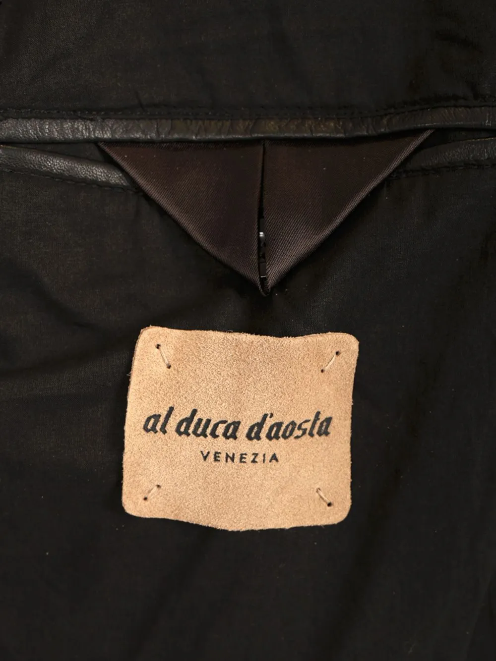 Al Duca D Aosta 1902 Nappa leren bikerjack Zwart
