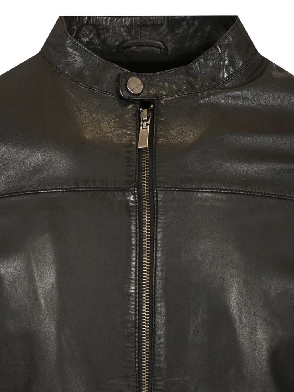 Al Duca D Aosta 1902 Nappa leren bikerjack Zwart