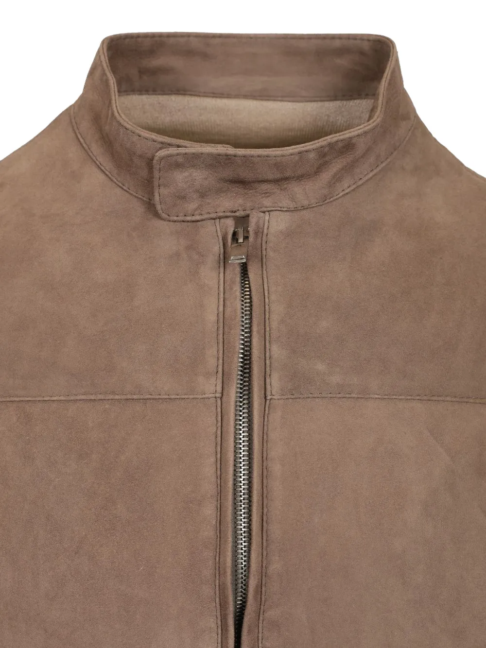 Al Duca D Aosta 1902 Suède jack met gebreide mouwen Beige