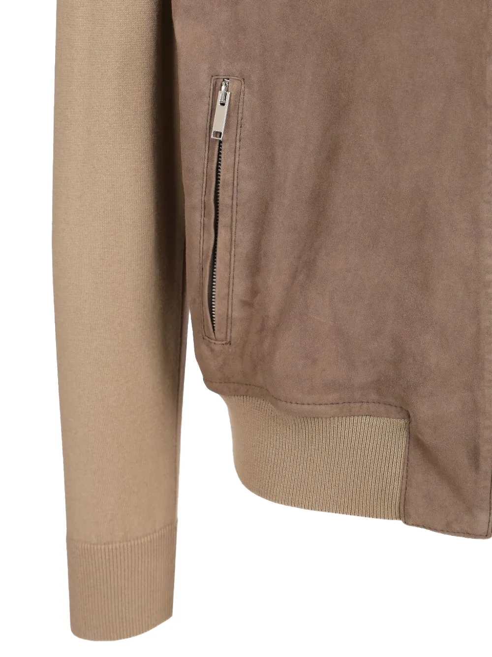 Al Duca D Aosta 1902 Suède jack met gebreide mouwen Beige