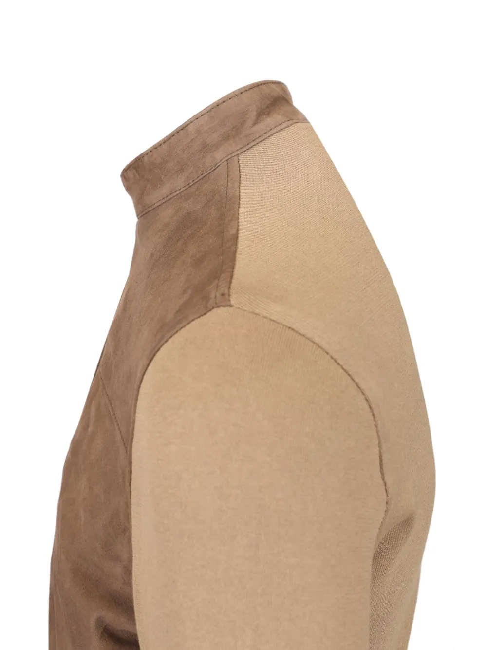 Al Duca D Aosta 1902 Suède jack met gebreide mouwen Beige